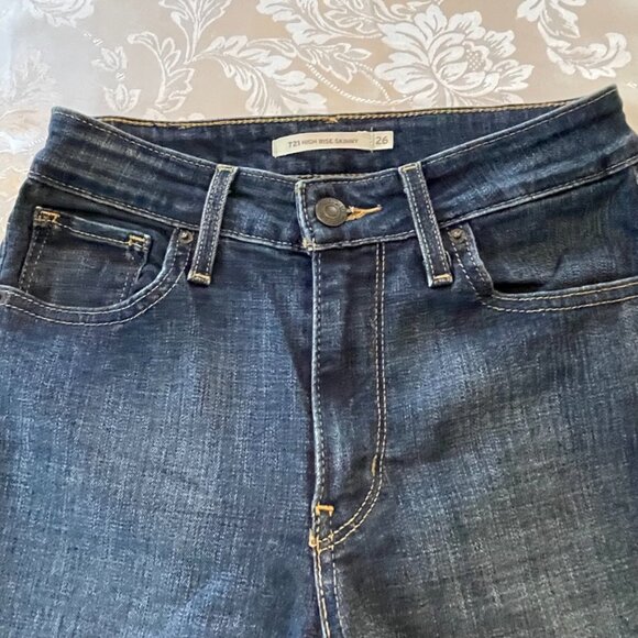 Levi's 721 Blue Skinny High Rise Jeans Size 26 - Picture 6 of 9